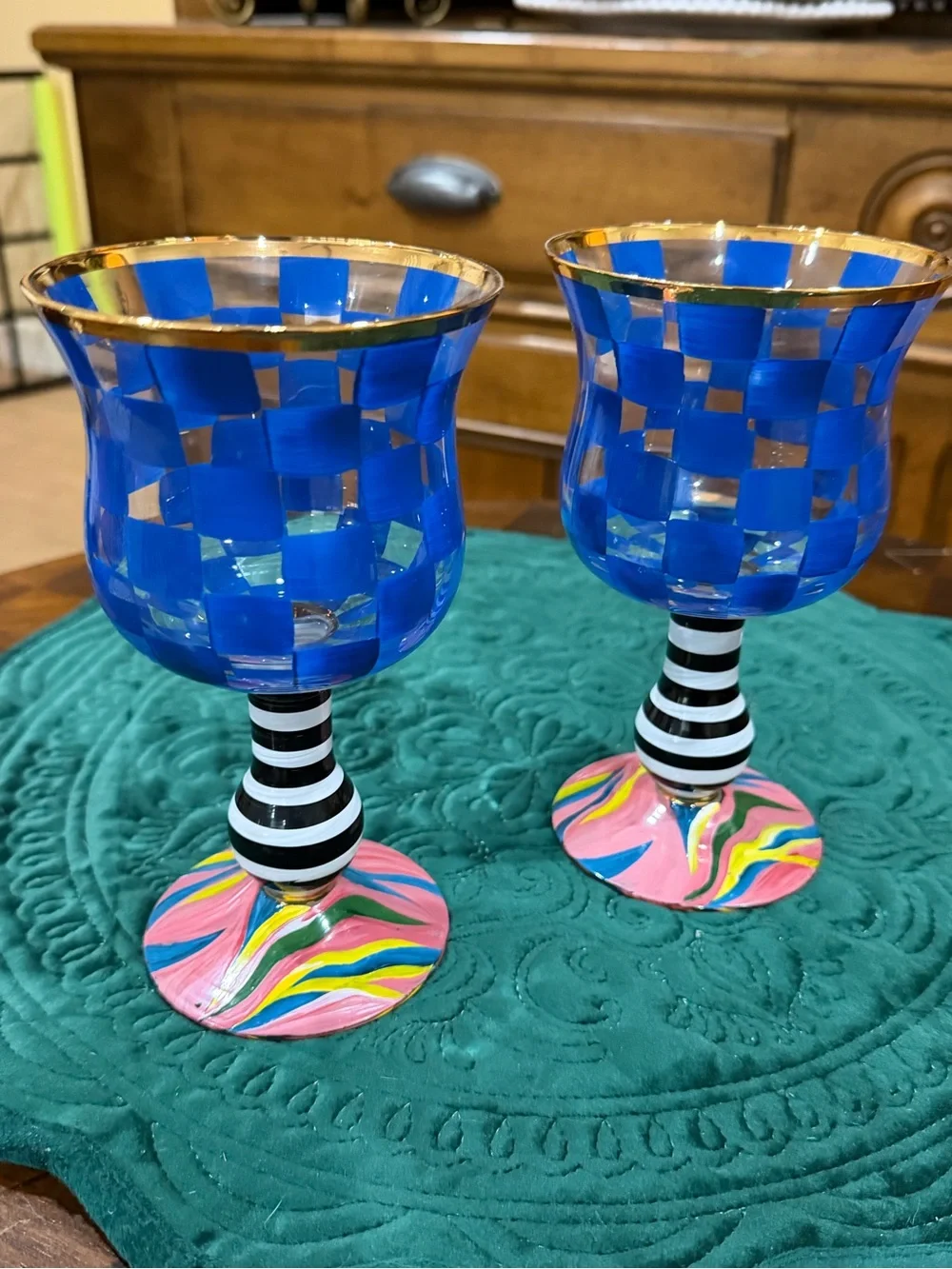 Mackenzie Childs Carnival goblet set